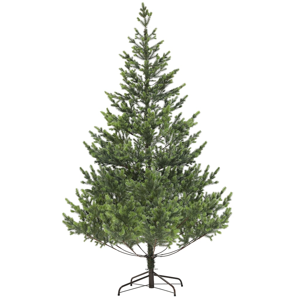 7ft Artificial Cedar Christmas Tree, Realistic Branches, Flame-Retardant, Steel Base