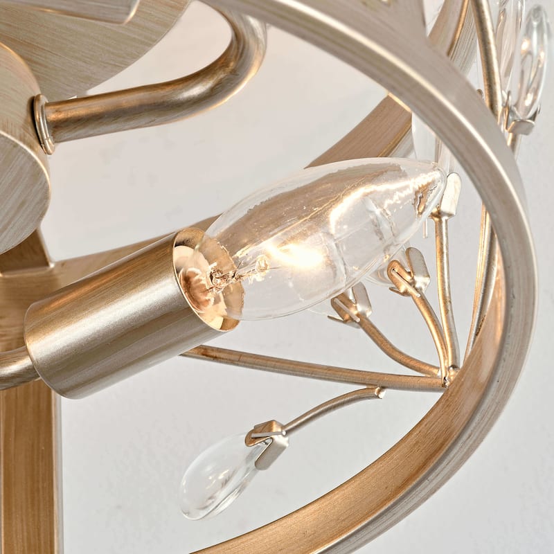 Adela 3-Light Brushed Champagne Silver Metal Cage Drum Flush Mount - 11 inches in diameter x 6 inches H