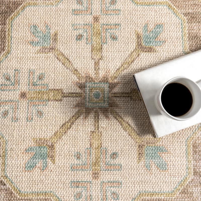 Fawn Medallion Wool and Cotton Area Rug