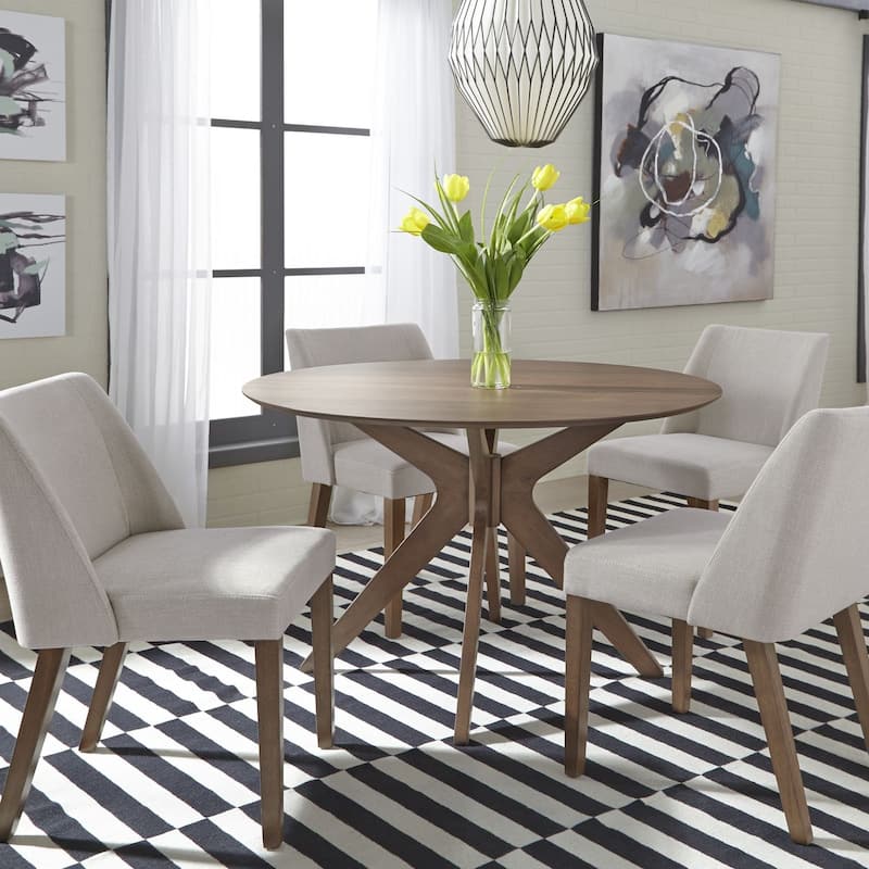 Space Savers Satin Walnut Round Pedestal Table - Walnut