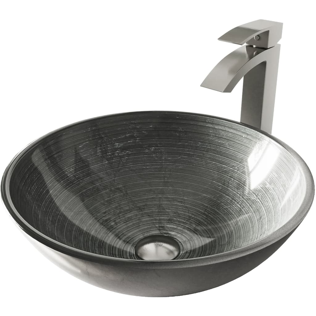 Vigo 16-1/2" Glass Bathroom Vessel Sink with Duris Single Hole