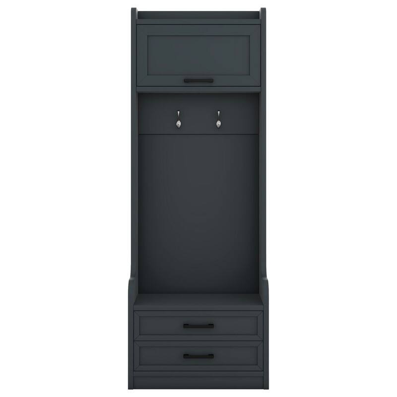 4-in-1 Detachable Hall Tree with Storage Cabinets and Hooks, Multifunctional Hallway Coat Rack with Drawers and Shoe Bench