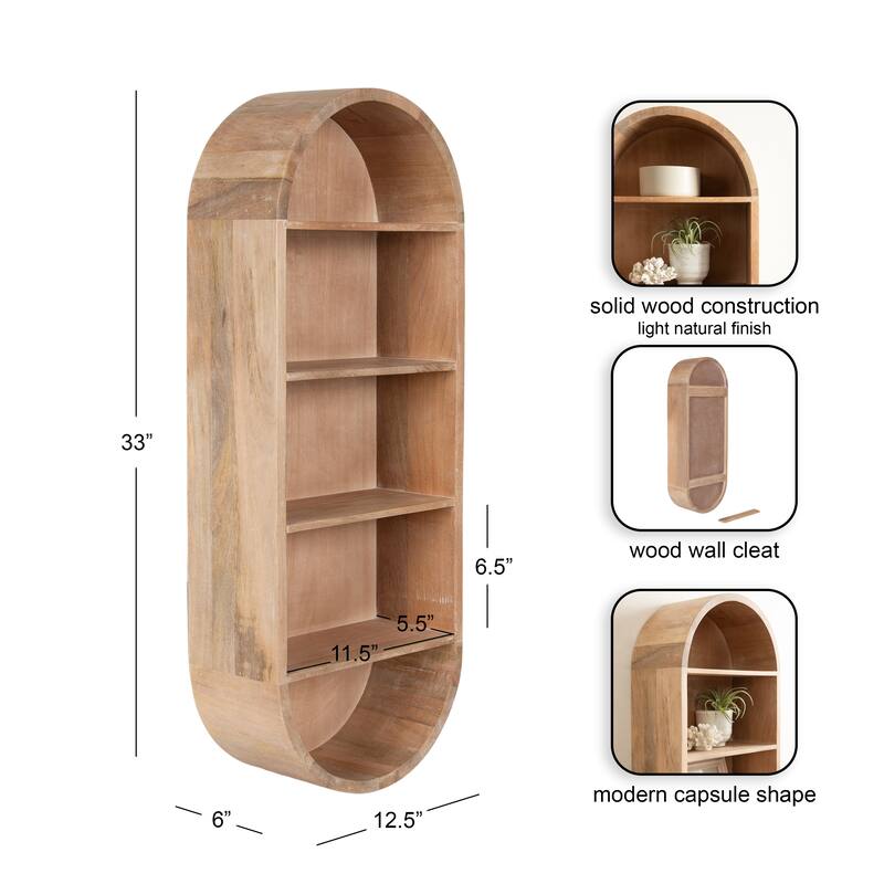 Kate and Laurel Hutton Wood Capsule Wall Shelf