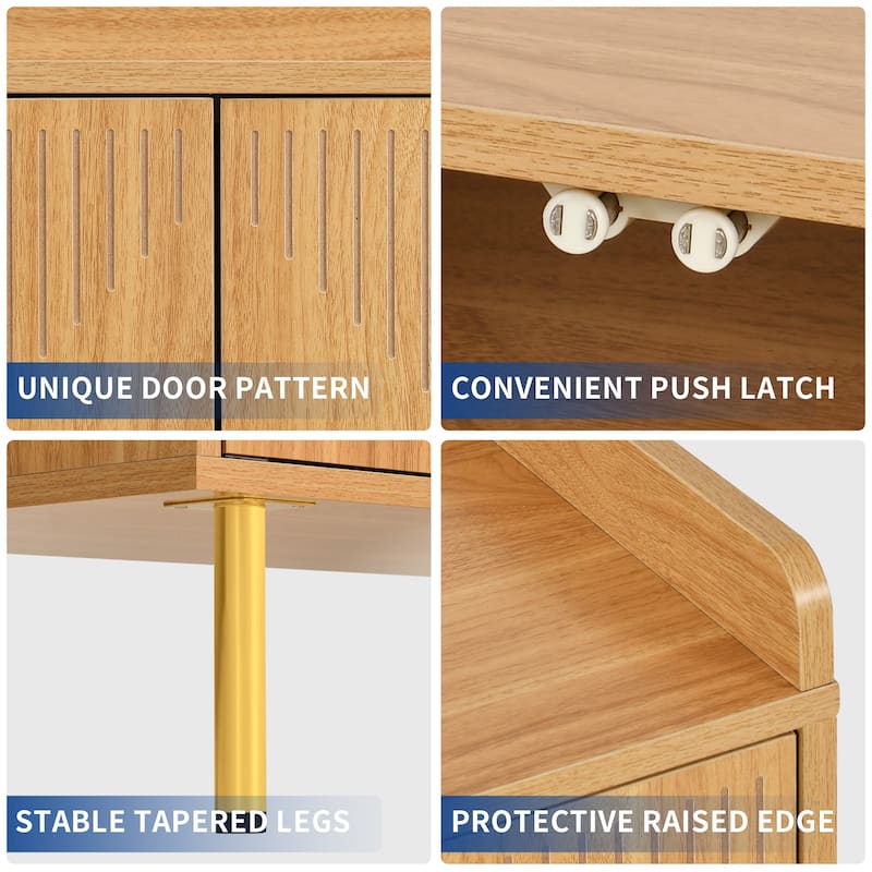 Moasis Double Sideboard Buffet Cabinet with Storage Shelf 4-Door Cabinet for Living Room and Kitchen