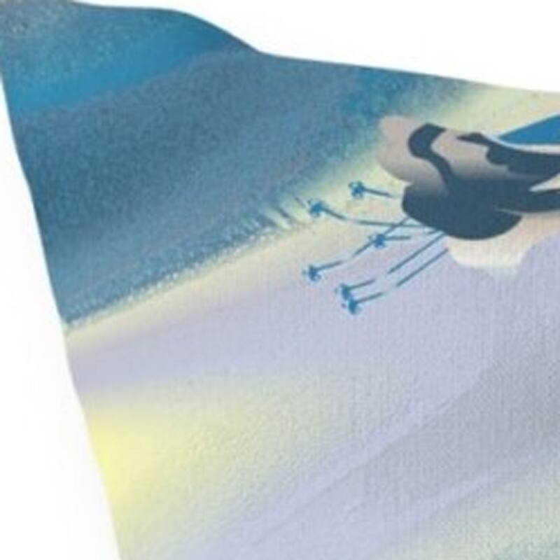 HomeRoots 18" X 18" Blue and Yellow Bird Blown Seam Floral Indoor Outdoor Throw Pillow - 18.00' X '18.00' X '5.00