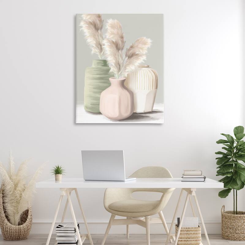Stupell Soft Pampas Vases Canvas Wall Art Design By House Fenway