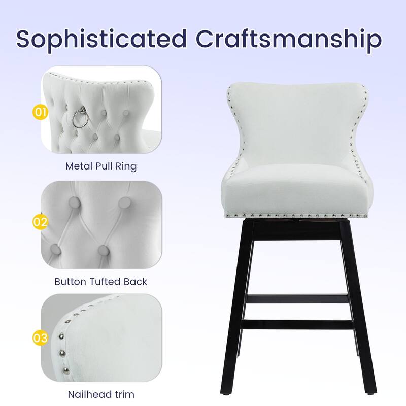 AVAWING Set of 2 Upholstered Fabric Bar Stools Chairs