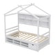 preview thumbnail 44 of 57, Wooden House-shaped Twin House Bed with Bedside Built-in Storage Shelves,Under Bed Storage,Kids and Baby