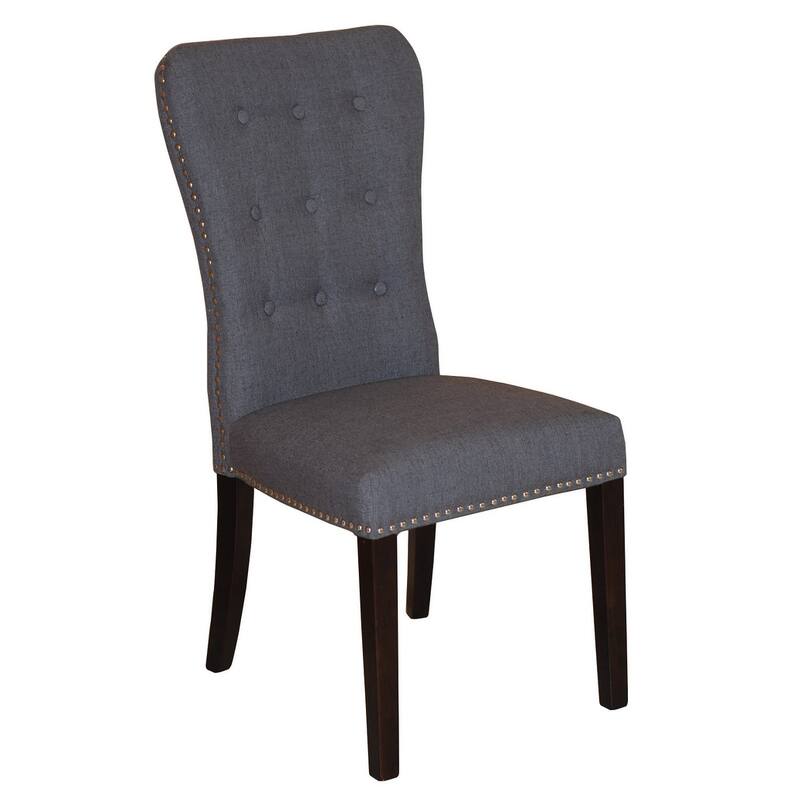 HomeRoots Set of Two Gray and Brown Fabric And Wood Dining Side Chairs - 18 in. x 40 in. x 24 in.