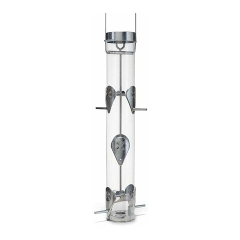 Droll Yankees Ring Pull Thistle 16-Inch Bird Feeder (Silver) - 16" x 5" x 2.6"