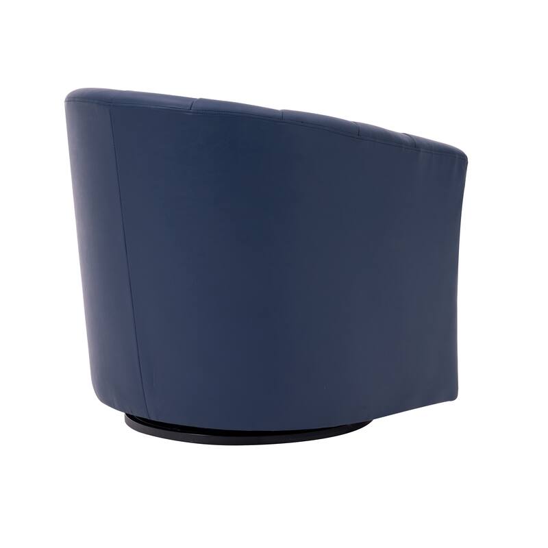 Porthos Home Manon Swivel Faux Leather Barrel Accent Chair with Removable Seat Cushion
