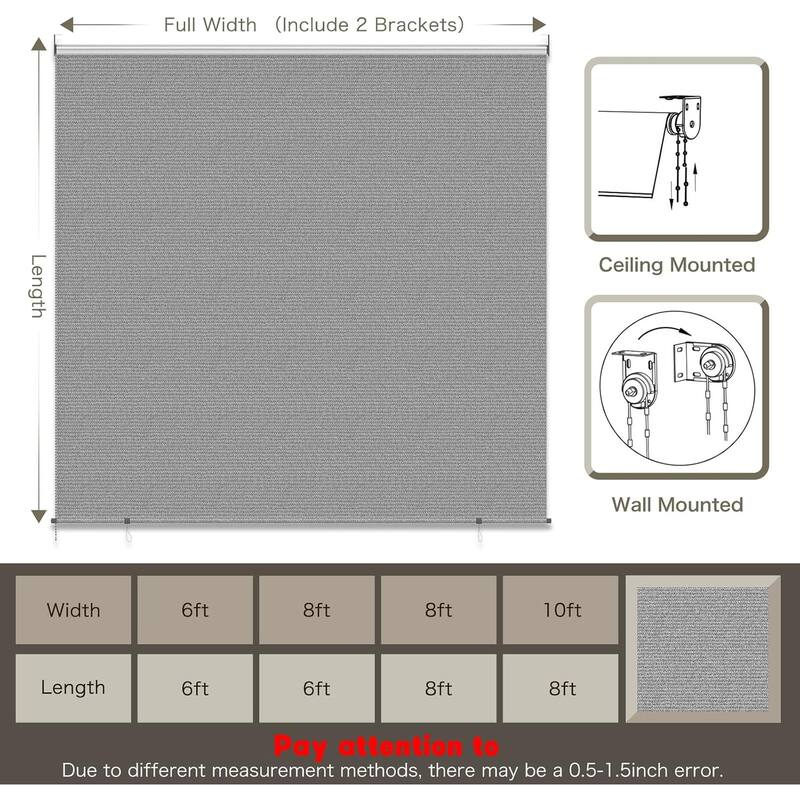 AECOJOY Outdoor Roller Shade Sun Shade Cover Canopy Shade Blinds