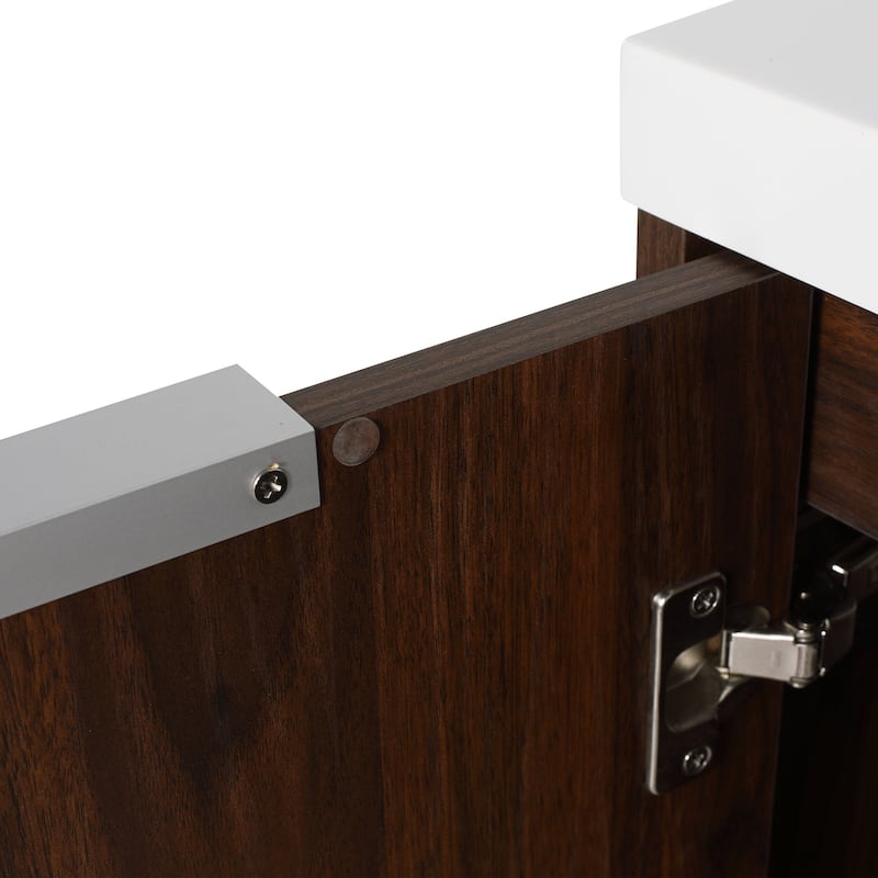 BNK 24"/30"/36" Single Sink Bathroom Vanity with Soft Close Door, Modern Floating Vanity - 24"Wx18.2"Dx20.5"H - California  Walnut