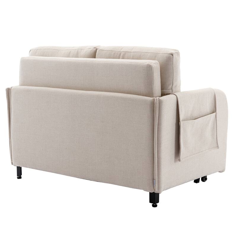 Modern Velvet Loveseat Couch with Pull Out Bed
