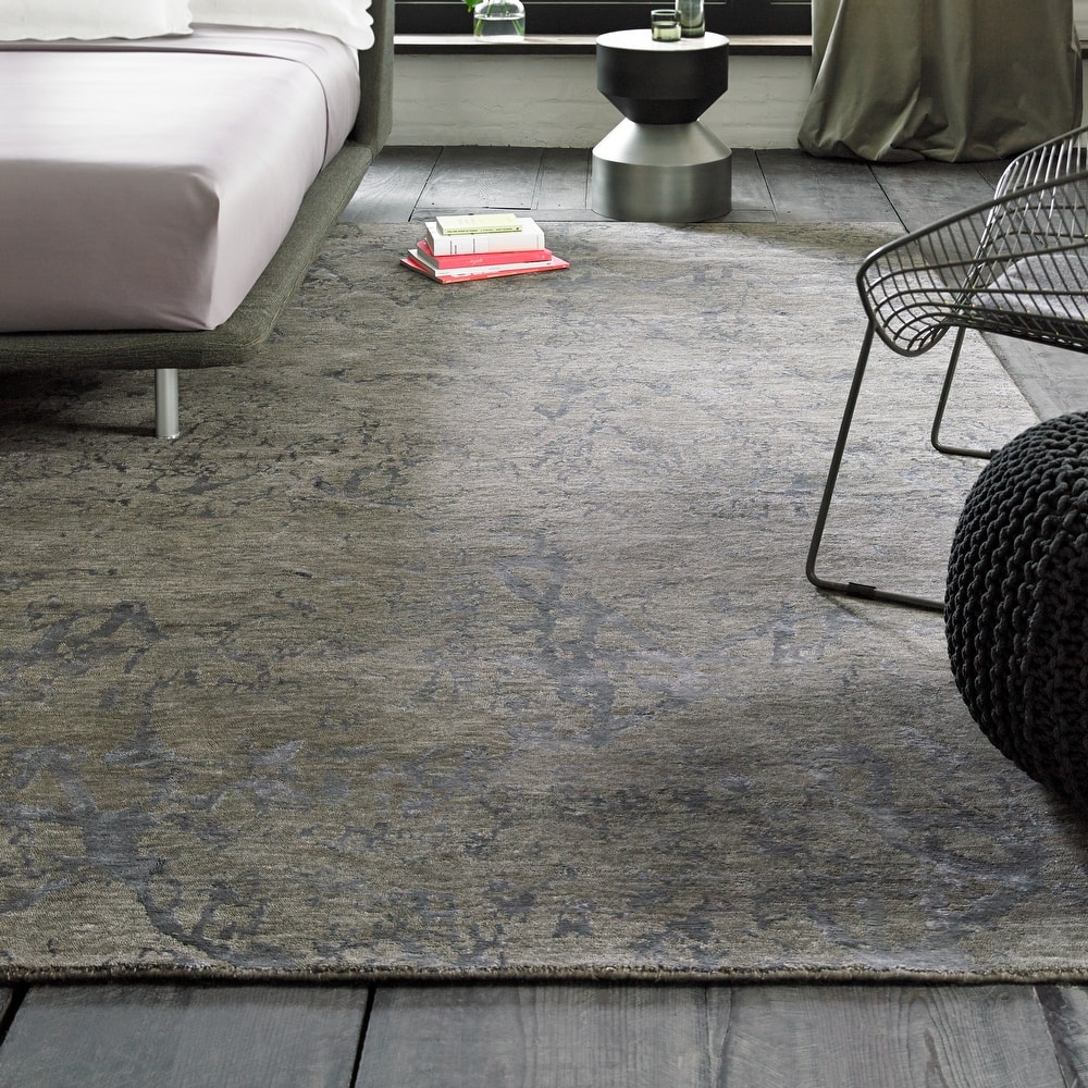 Modern Multi-Colored Hand-Knotted Wool & Viscose Area Rug