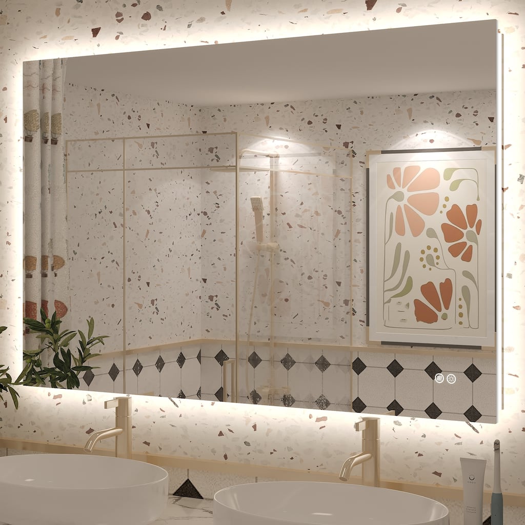 Frameless LED Backlit Anti-Fog Bathroom Vanity Mirror