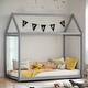 preview thumbnail 11 of 23, Wooden Twin Size House Bed, Kids Bed with House-shaped Roof