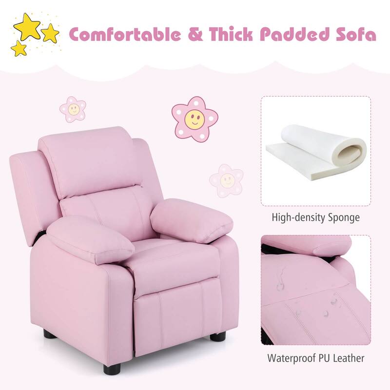 PU Leather Kids Recliner with Armrest & Headrest Lounge 3 Color - See Details