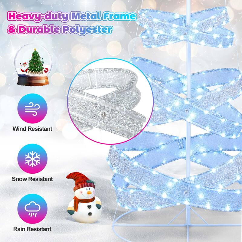 Costway 7 FT Outdoor Spiral Christmas Tree Pre-lit Christmas Tree with - See Details
