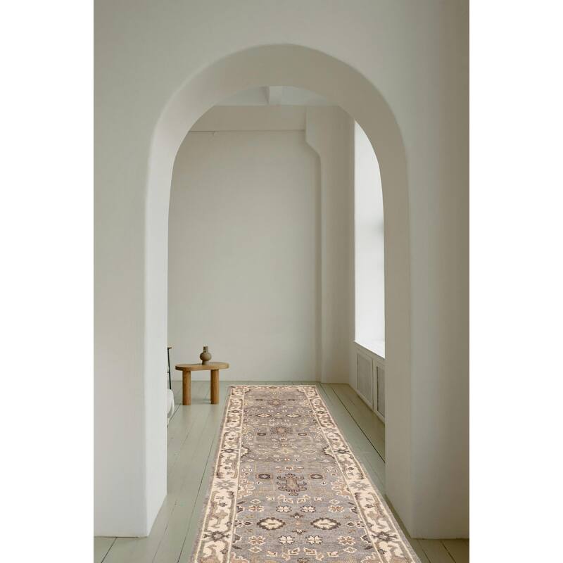 ECARPETGALLERY Hand-knotted Royal Oushak Grey Wool Rug - 2'6 x 9'9