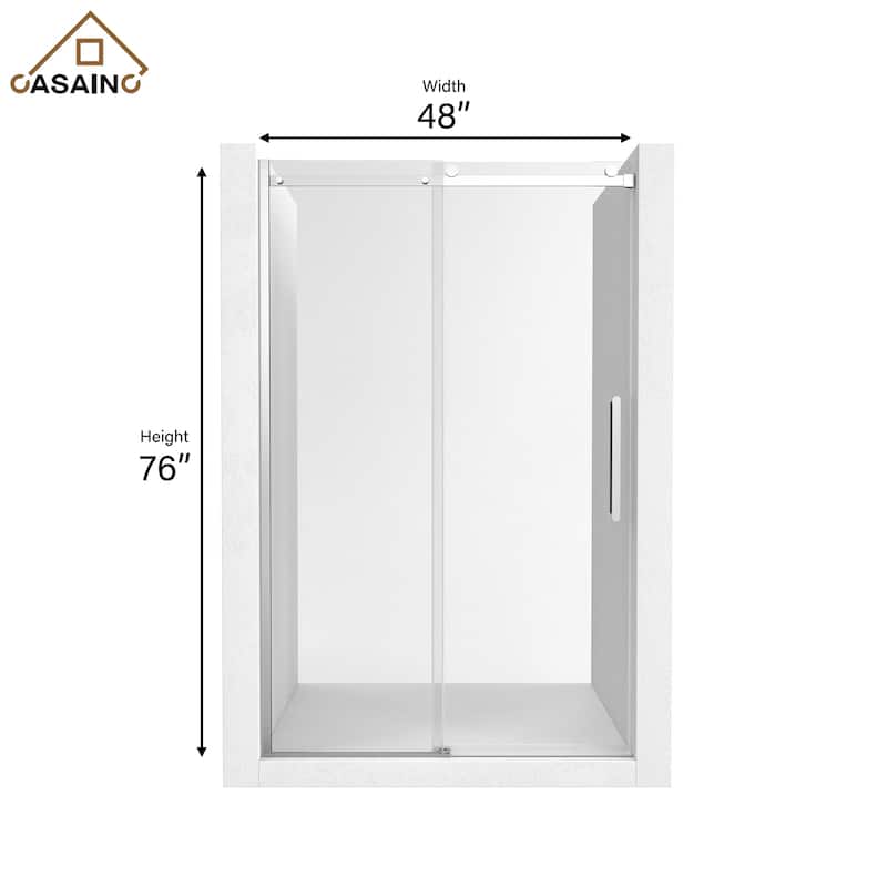 CASAINC 48"/60"W x 76" Sliding Frameless Shower Door with SGCC certification