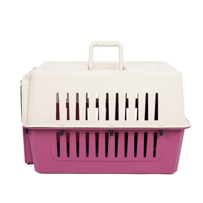 Plastic Cat & Dog Carrier Cage with Chrome Door Portable Pet Box Airline Approved, Large - 23.6"L x 15.7"W x 15.7"H