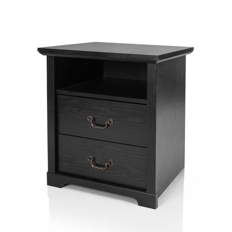 247 Shop At Home Marie 2-Drawer Set of 2 Nightstands with Open Storage Shelf