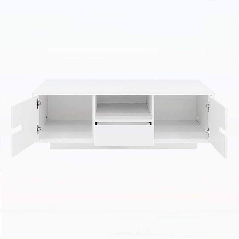 Functional Modern Rectangle Coffee Table with Storage and LED Lights,Ideal for Enhancing Living Room