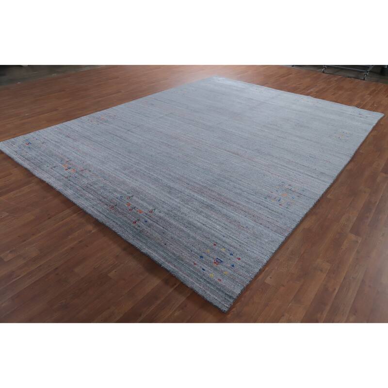 Hand Knotted Oriental 100% Wool Carpet Tribal Animal Pictorial Navy Blue & Blues Gabbeh Area Rug - 12' 0'' X 8' 11''