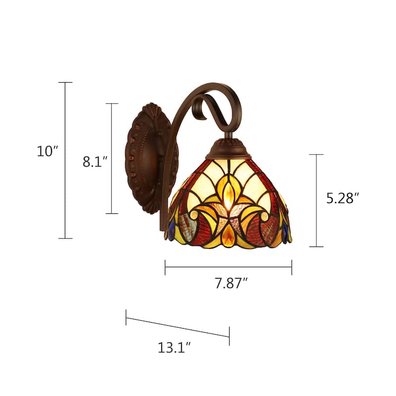 Tiffany Design, Victorian Style 1-Light Wall Sconce - 10 inches high