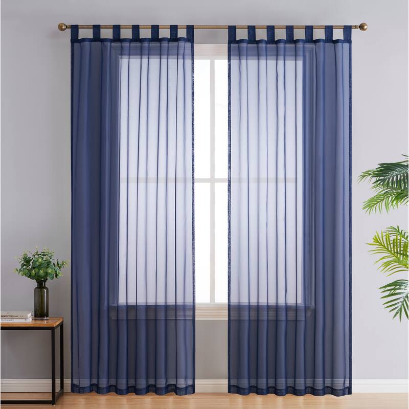 HLC.me Sheer Voile Tab Top Window Curtain Panels for Living room & Bedroom, Set of 2 panels