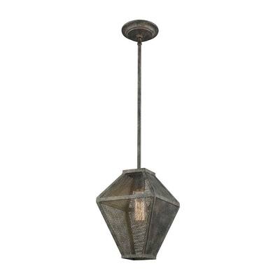 Malted Rust 1-Light Mini Pendant With Metal Mesh Shade -Country-Cottage Style Pendant Light -
