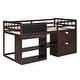 preview thumbnail 5 of 15, Twin Size Low Loft Bed with Rolling Desk, Shelf and Drawers, Espresso