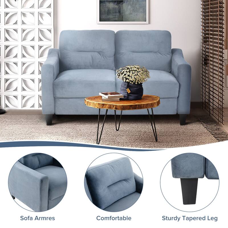 2 Seat Sectional Sofa with U-Shaped Spring Links and Solid Wood Frame Velvet Loveseat Couch for Living Room Bedroom Office