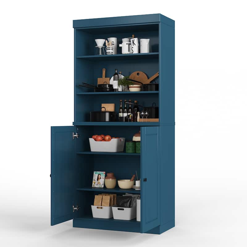 100% Solid Wood 32" Kitchen Pantry Cabinet with 2 Doors by Palace Imports
