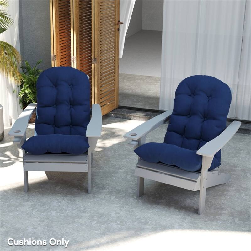 Adirondack Chair Cushion Set with Thick Padding UV Resistant Polyester Outdoor Seat and Back Cushions