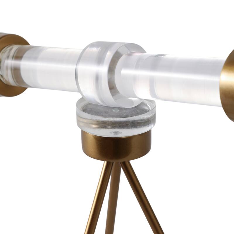 Acrylic And Brass Decorative Object Telescope Sculpture - 9" Gold - 9" x 3.5" x 8.5"