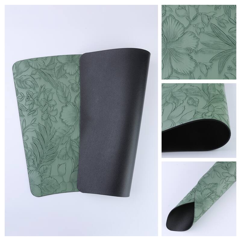 Set of 6 Place Mat, Faux Leather Placemats for Kitchen Dining Table Decor, Table Placemats Wipeable Table Mat - 19*12in - Green