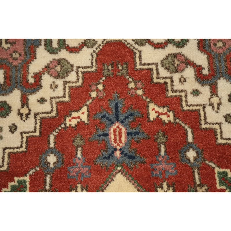 Hand Knotted Oriental 100% Wool Carpet Traditional Medallion Oranges & Rust Heriz (serapi) Area Rug - 5' 3'' X 2' 10''