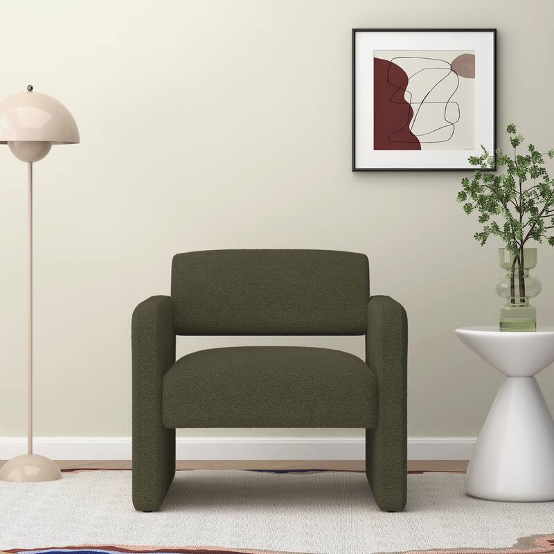 Modern 30.51" Upholstered Accent Chair with Open Back and Rubber Wood Frame for Living Room