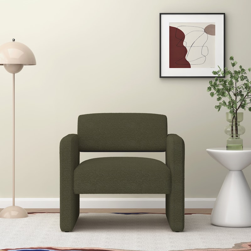 Upholstered comfortable chair with armrests - Green