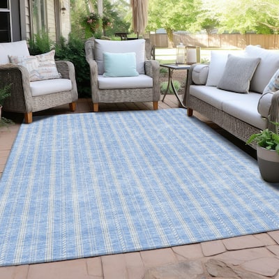 Machine Washable Indoor/ Outdoor Chantille Stripe Twist Rug