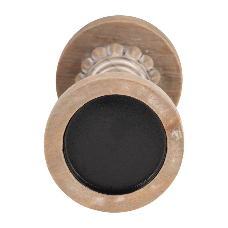 Sagebrook Home Artisanal Wood Pillar Candle Holders