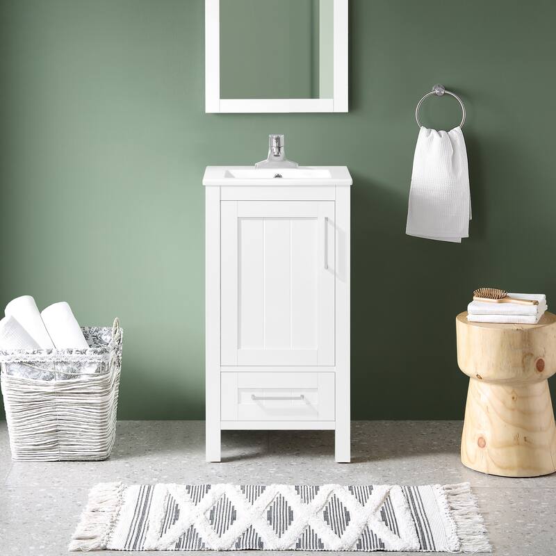 Ove Decors Kansas 18" Bathroom Vanity Top and Backslplash, White
