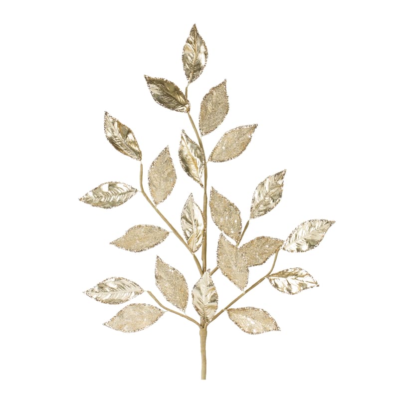 Glittered Leaf Spray (Set of 2) - Gold