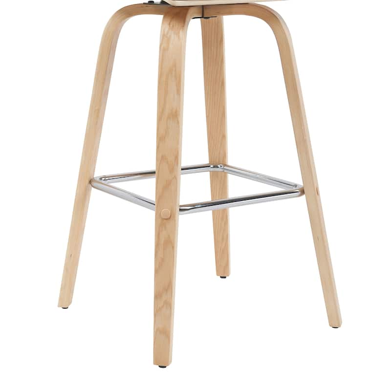 Skara Swivel Bar Stool, Upholstered Bar Height Chair with Bentwood Frame