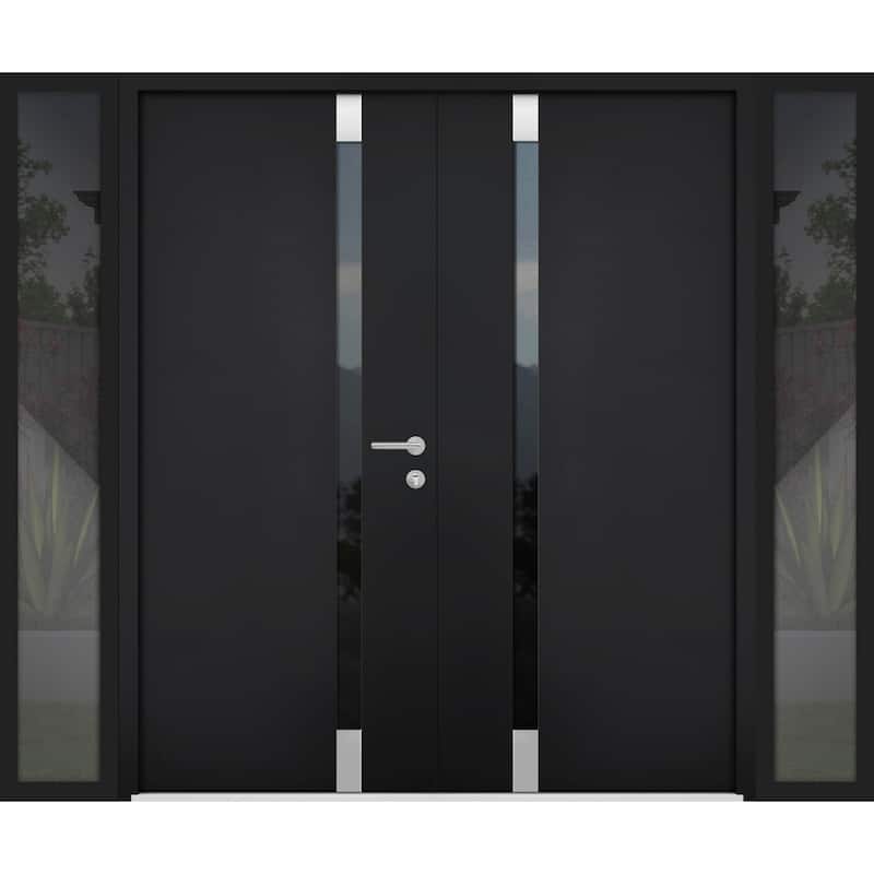 VDOMDOORS | Front Door Exterior Door | Fiberglass | Door Slab | 18x80, Black Entry Door Steel Entry Door Prehung Exterior Door - Black - 100x80
