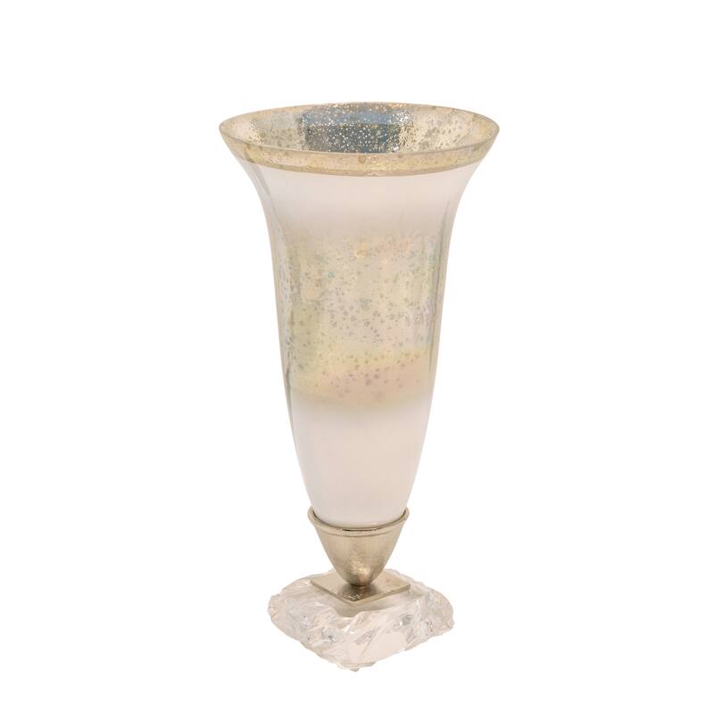 Sagebrook Home Neutral Glass Silver Textured Vase with Acrylic Base - 7-in. D x 15-in. H