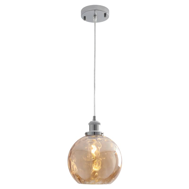 1-Light Semi Flush Mount Chandelier, Unique Single-Globe Pendant Light for Kitchen Island Living Dining Room Bedroom Study