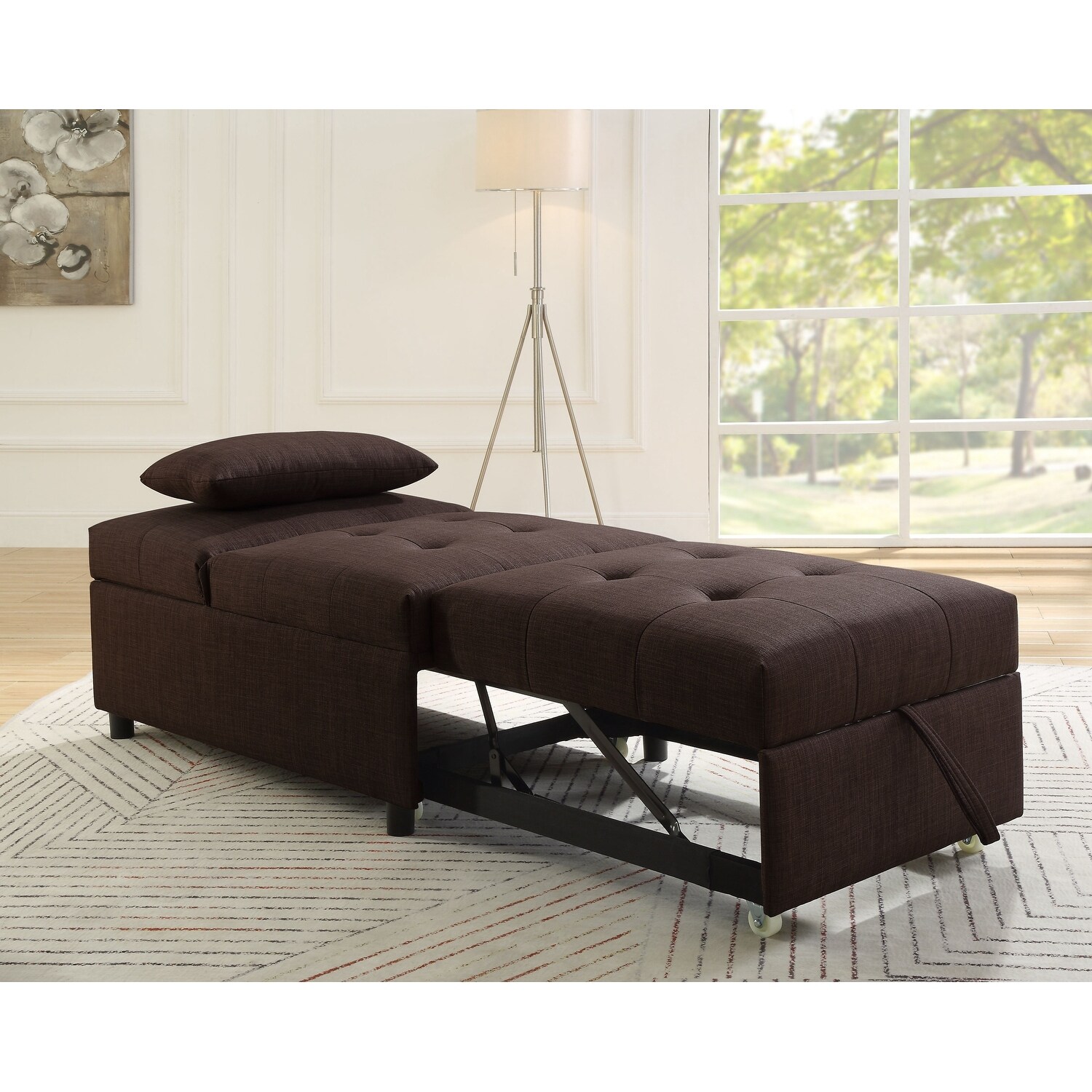 Sofa Bed Brown Fabric